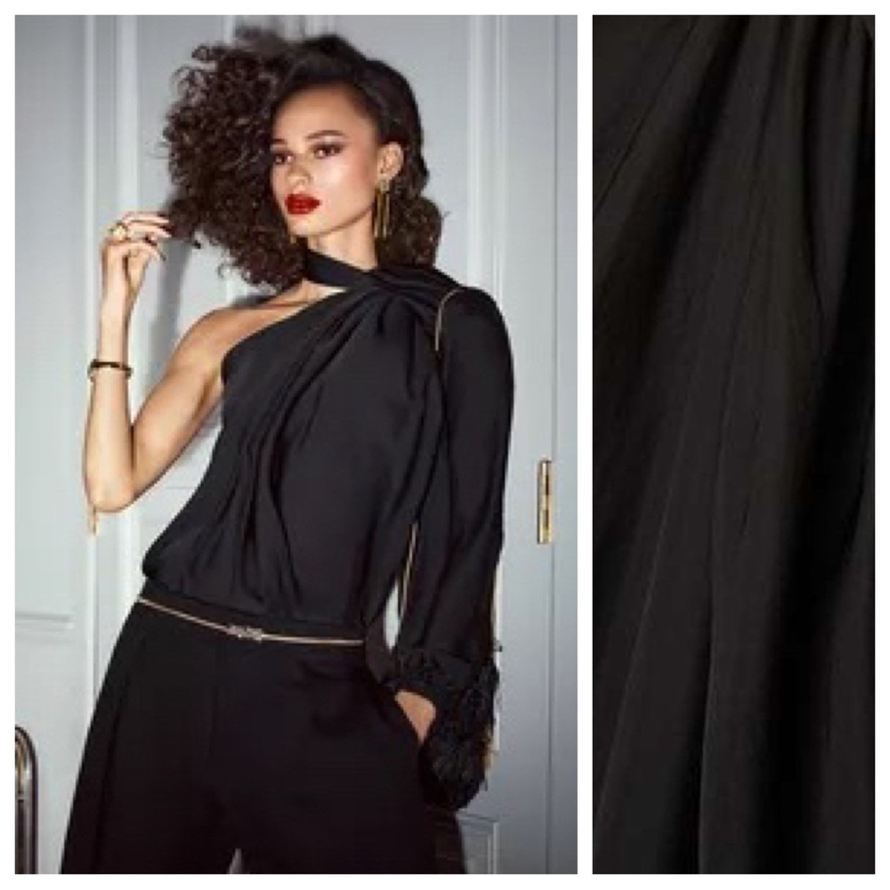 NWT. Zara Black Flowy Asymmetric Top/Blouses. Size XS.
